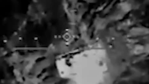 A Drone drops a bomb On A Tank In The Ukraine-Russia War Russian Tank In Ukraine
