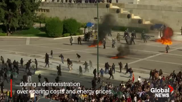 Greece protests Petrol bombs hurled at police during workers' rally in Athens