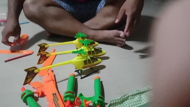 Install toy helicopters for kids