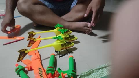 Install toy helicopters for kids