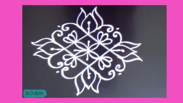 3x3 dots simple and easy Rangoli for everyday