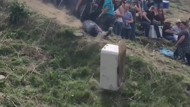 Cowboy Fails Gracefully Riding a Cooler Down a Mountain