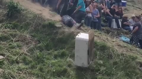 Cowboy Fails Gracefully Riding a Cooler Down a Mountain