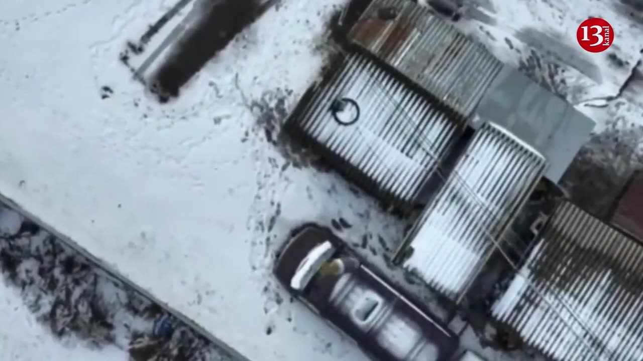 Russians fleeing from the drone sought to take shelter first in car, then near the garbage can