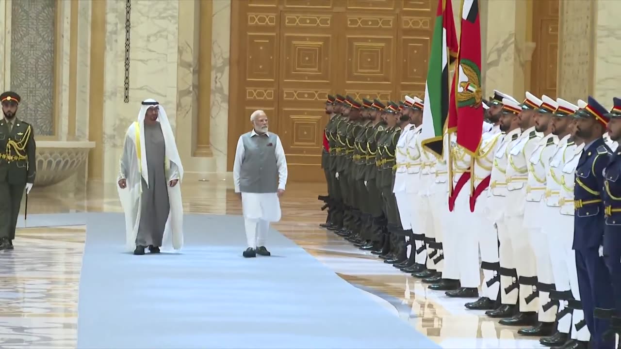 Ceremonial welcome for PM Modi in Abu Dhabi, UAE