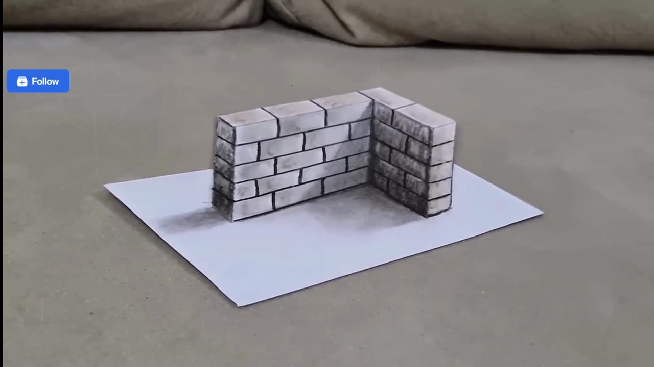 3d drawing wall on paper for beginner step by step