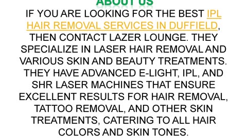 Best IPL Hair Removal Services in Duffield