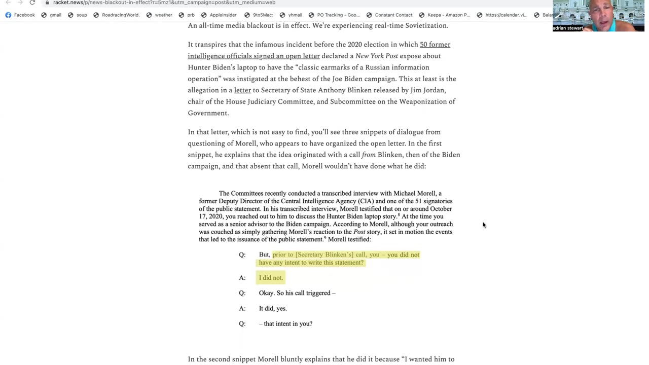 BLINKEN LIED TO GET BIDEN IN REGARDING HUNTER LAPTOP RUSSIA DISINFO