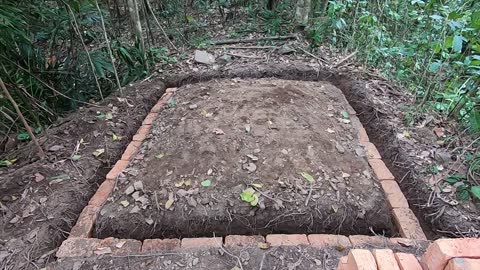 Primitive Technology: Wood Ash Cement & Fired Brick Hut