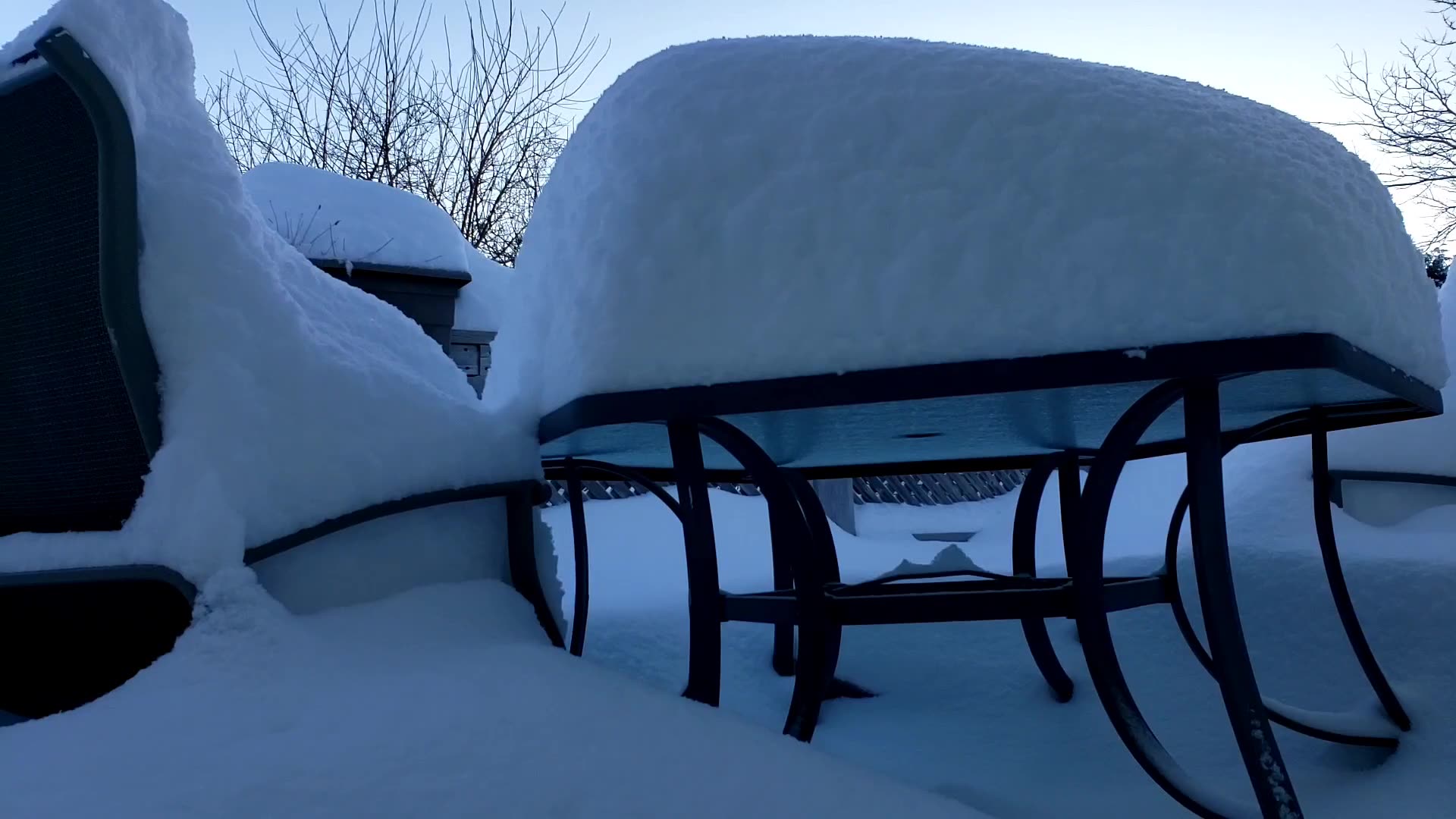 Fresh fluffy snow covered morning after overnight snowfall December 2024