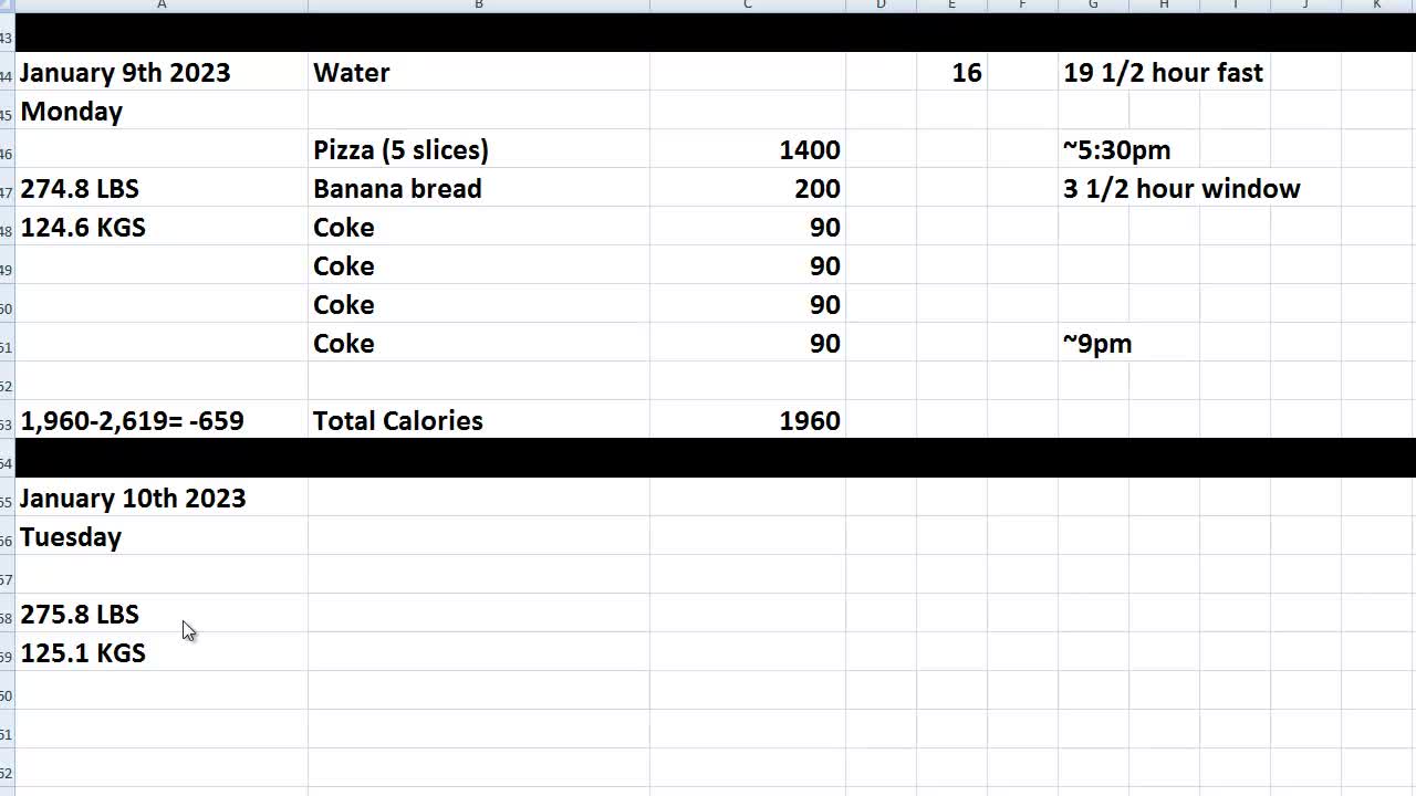 Daily Calorie Count: January 9th