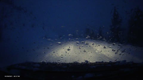 Dashcam of driving to work in the snow
