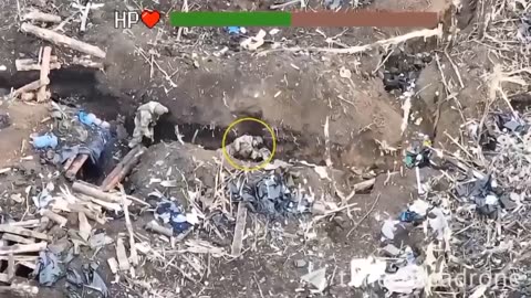 Ukrainian Kamikaze Drone Smashes into Russian Trench