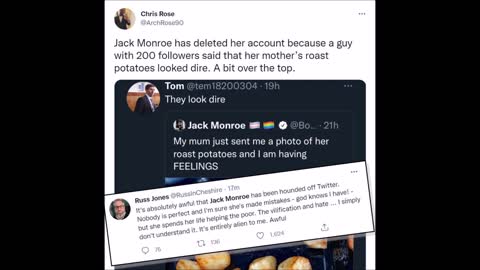 It is reported in Twitter that Jack Monroe has left Twitter because of “they look dire” remark