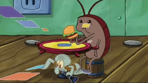 Squidward Is Playing With Tiles While An Insect Eats A Krabby Patty 🍔