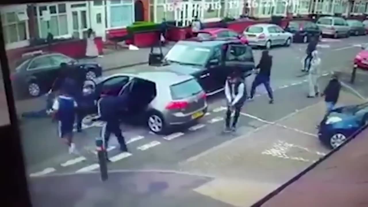 Gangs Fight it Out in The Streets of Birmingham, UK