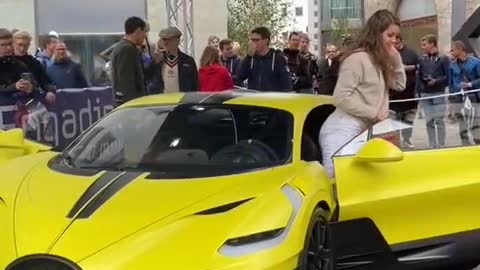 Big yellow sports car