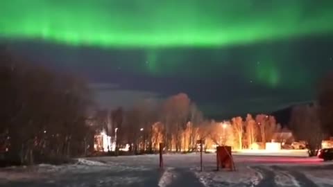 Dancing sky above the small town Sørkjosen in Nordreisa, Norway #shorts