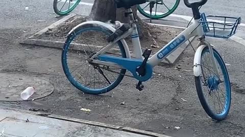 A bicycle caught fire in China