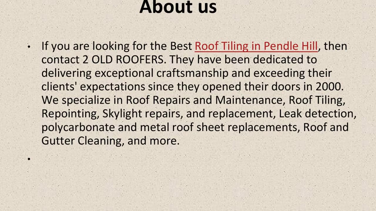 Get The Best Roof Tiling in Pendle Hill.