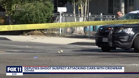 Deputies shoot woman allegedly hitting cars with crowbar in Covina