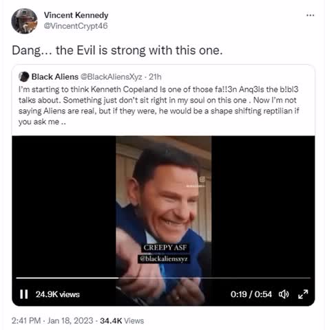 👺KENNETH COPELAND EXPOSED REPTILIAN 🦎LOOK AT IT’S 👁️👁️🙈