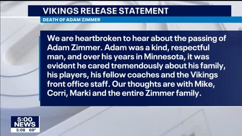 Former Vikings coach Adam Zimmer dead at 38