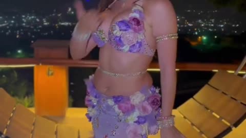 JOHARA - BELLY DANCING IN PURPLE BADLAH | BIG BOOBS BELLY DANCER | LARGE TITTY BELLY DANCE