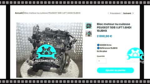 ALLOMOTEUR.COM - Bloc moteur nu culasse PEUGEOT 508 I LIFT 1.6HDI 10JBHX