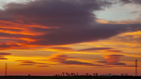Sunset Over A Field In Autumn Lower Silesia Poland Loop Video (No Copyright)