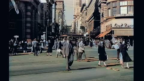 1940s - San francisco & Los Angeles in Color [60fps, Remastered] w_sound design added