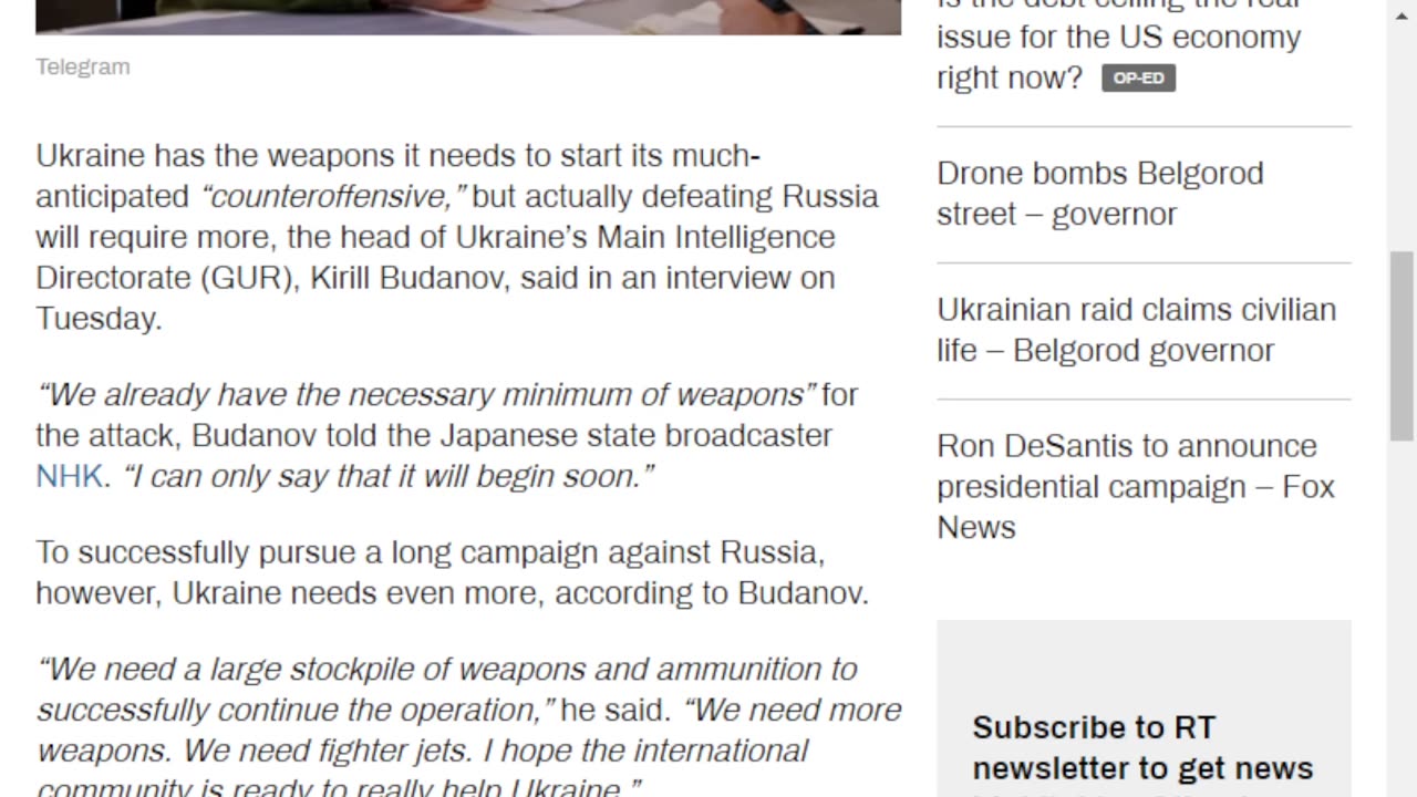 ‘Counteroffensive’ will begin ‘very soon’ – Ukrainian intelligence