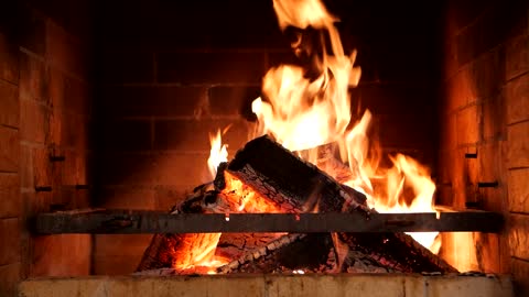 30 minutes of fireplace fire and 3+ hours of calming music