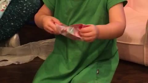 Toddler Is Thrilled to Get Toothbrushes