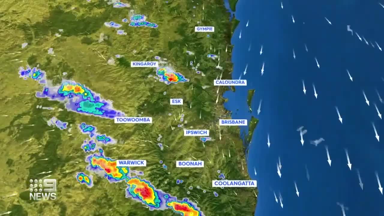 Severe thunderstorm warnings in place across Queensland | 9 News Australia