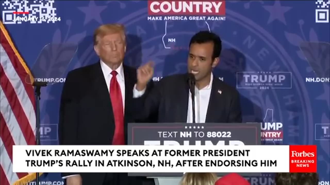 BREAKING NEWS : Vivek Ramaswamy joins Trump At new Hampshire Rally to Encourage voters to support