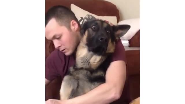 The dog is afraid when her nails are cut