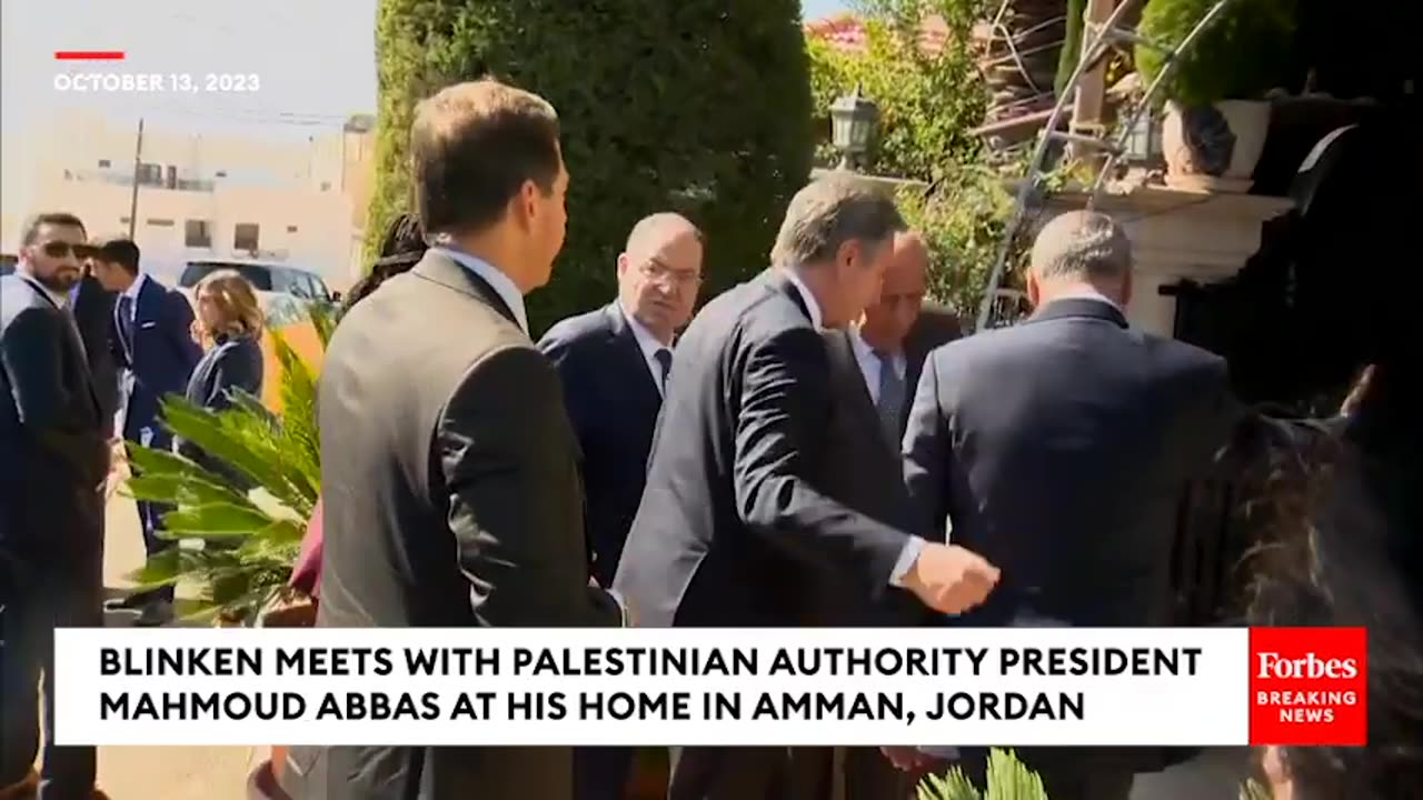 Antony Blinken Meets With Palestinian Authority President Mahmoud Abbas At His Home In Amman, Jordan