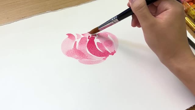 A Watercolor Painting Starting From a Flower Bud