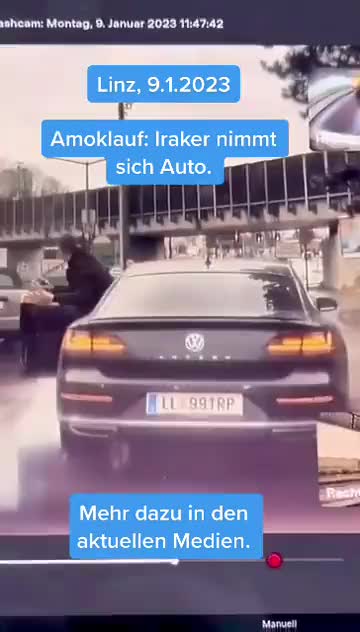 Migrant Iraker gangstert Wagen in Linz