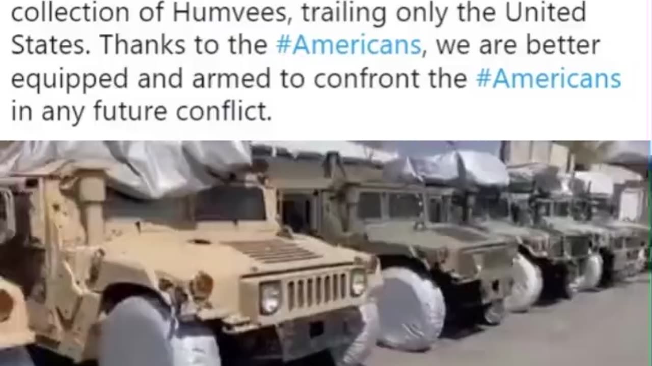 Taliban thanking Biden for gifting them with the2nd largest collection of Humvees.