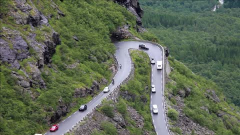 trolls path trollstigen or trollstigveien winding mountain road in norway