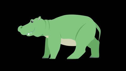 Simple flat painting windmast animal hippopotamus mg animation