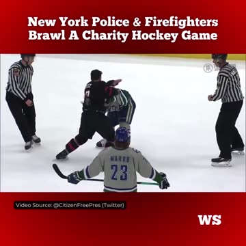 New York police and firefighters brawl a charity hockey game