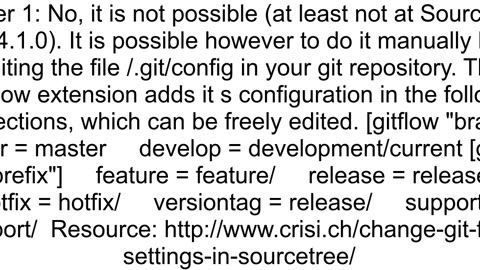 How to change the gitflow configuration in SourceTree