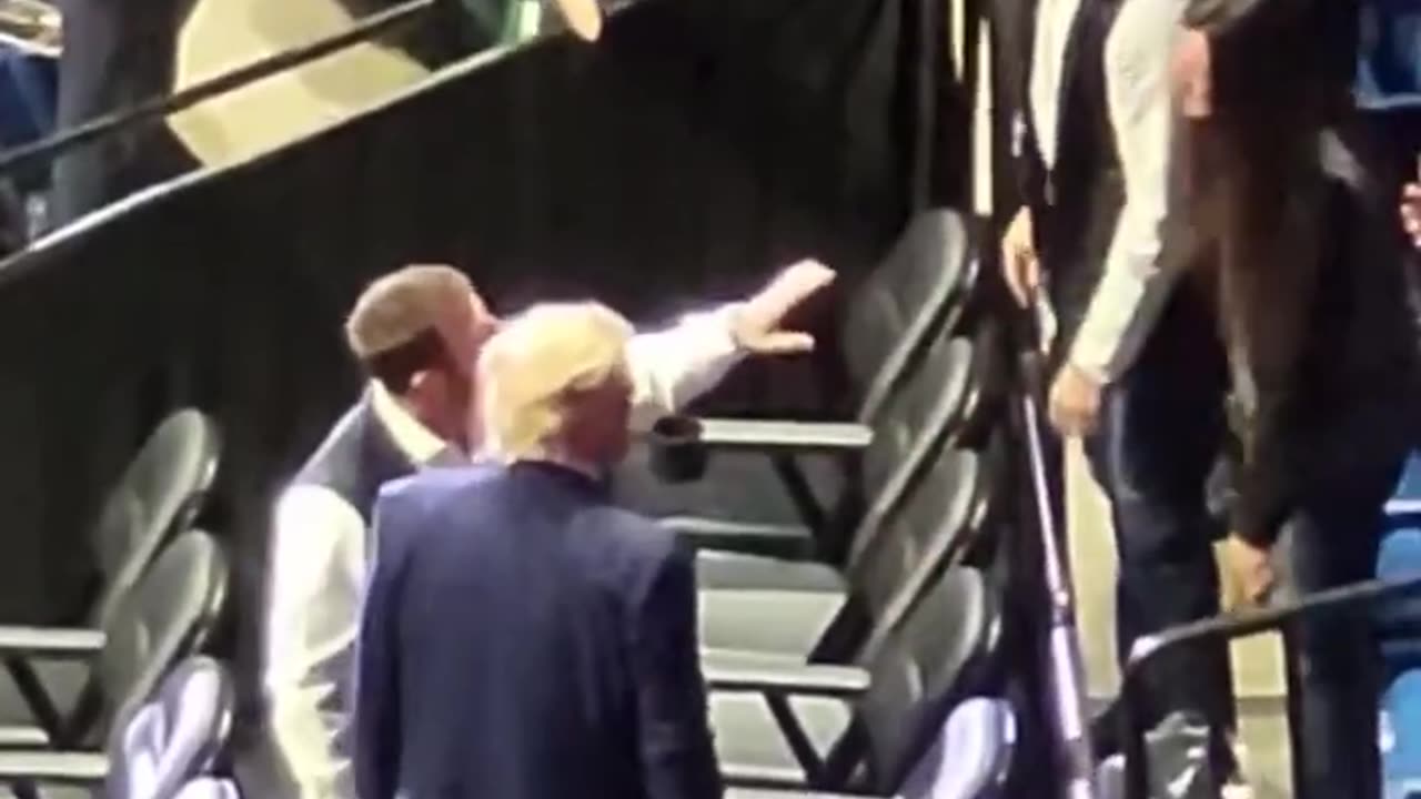 President Donald Trump at the NCAA Division I Wrestling Championships in Tulsa, Oklahoma