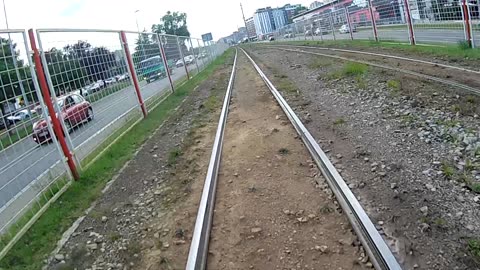 Tram surfing in Belgrade Serbia