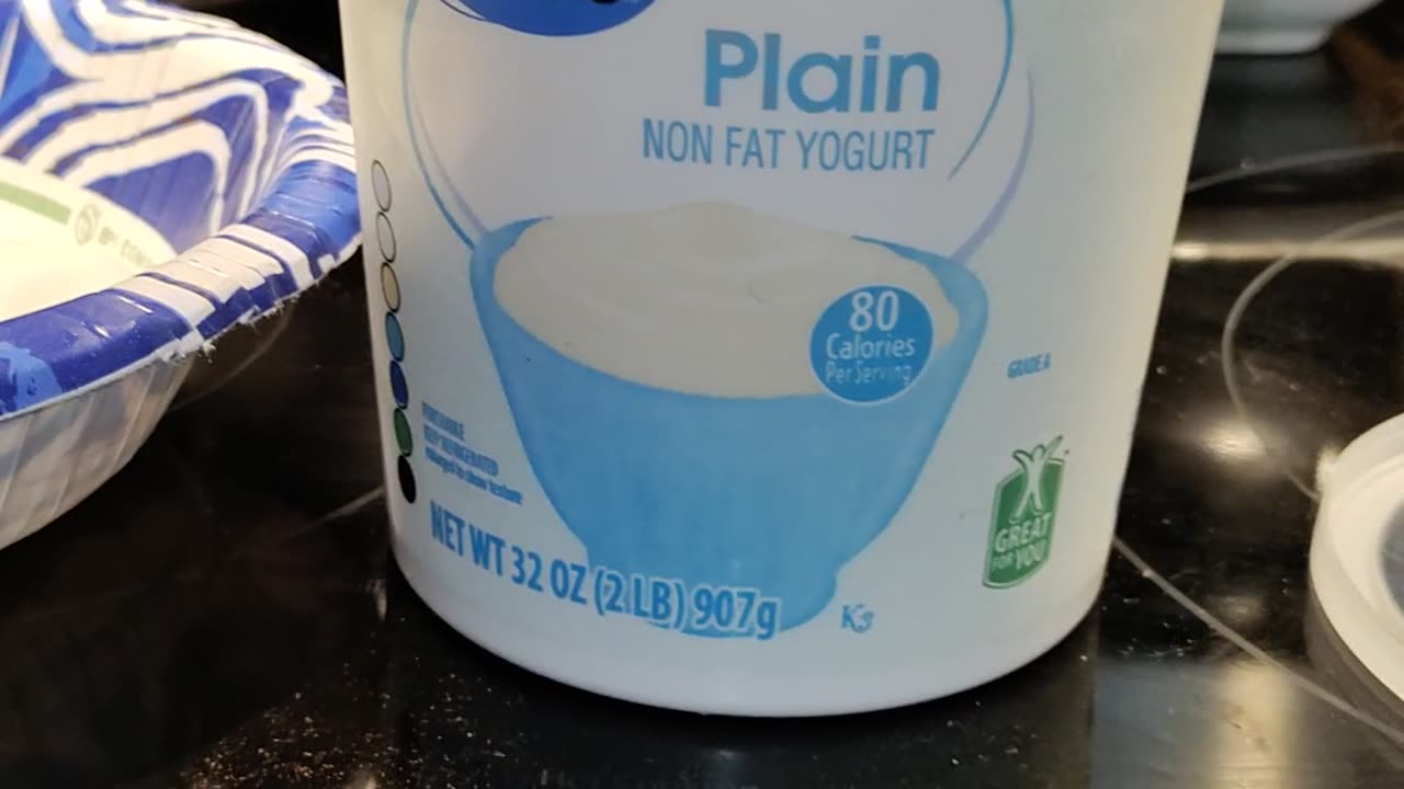 Eating Great Value Plain Nonfat Yogurt, Dbn, MI, 5/12/24