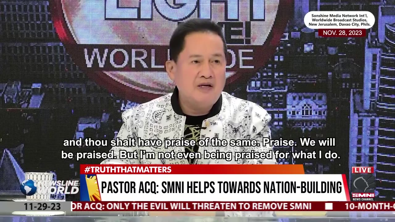 Pastor ACQ: Only the evil will threaten to remove SMNI