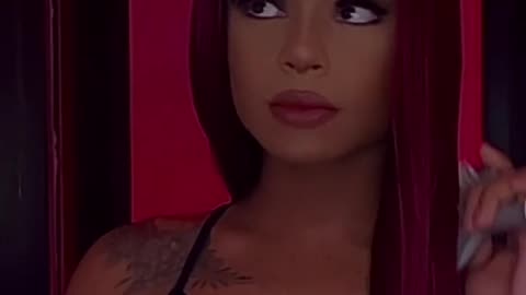 Brunette tgirl a candy in your hands